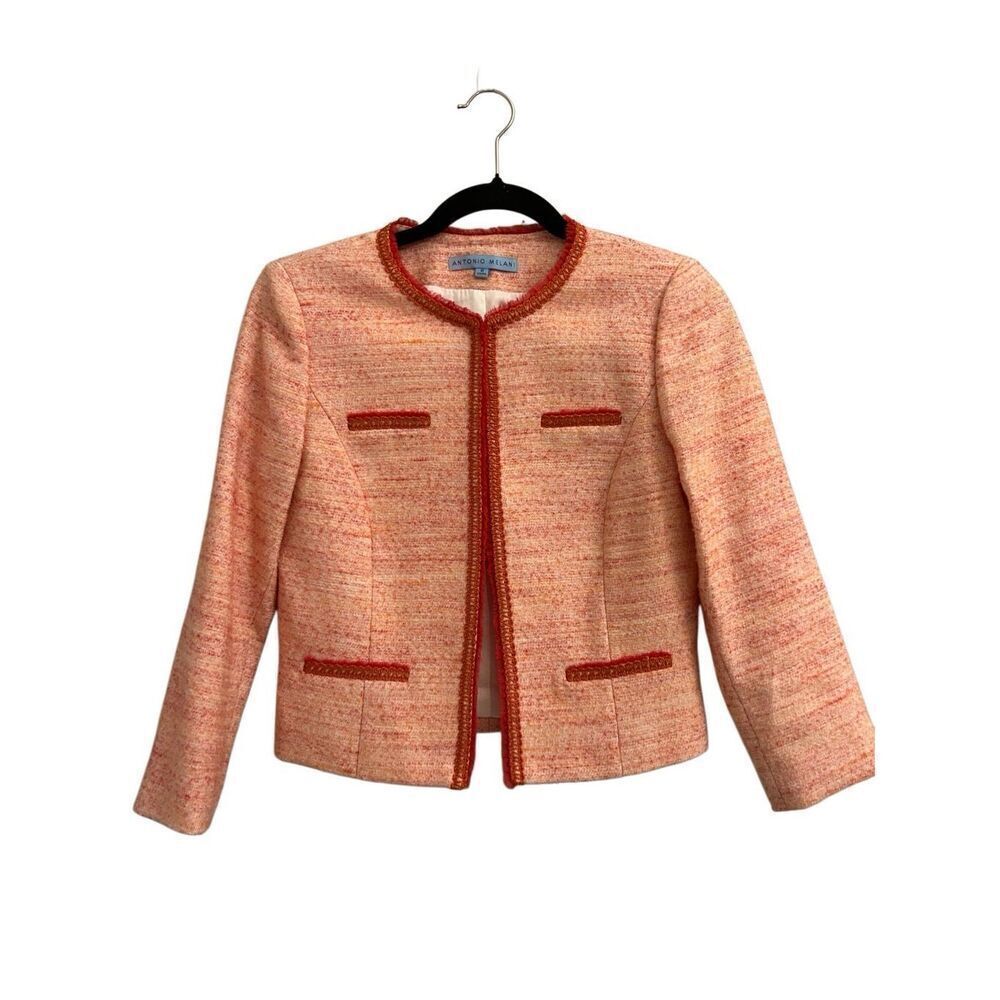 Antonio Melani Tweed jacket peachy mix size 0 preppy, academia